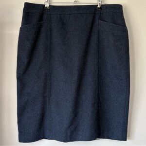 NWOT Talbots Cashmere Wool Pencil Skirt Navy Size 14 Office Career Italy Woven